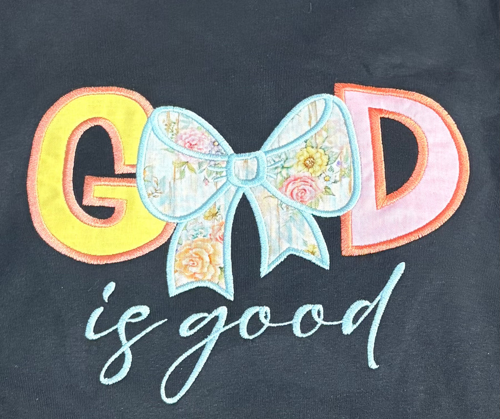 God Is Good Applique Embroidery T-Shirt