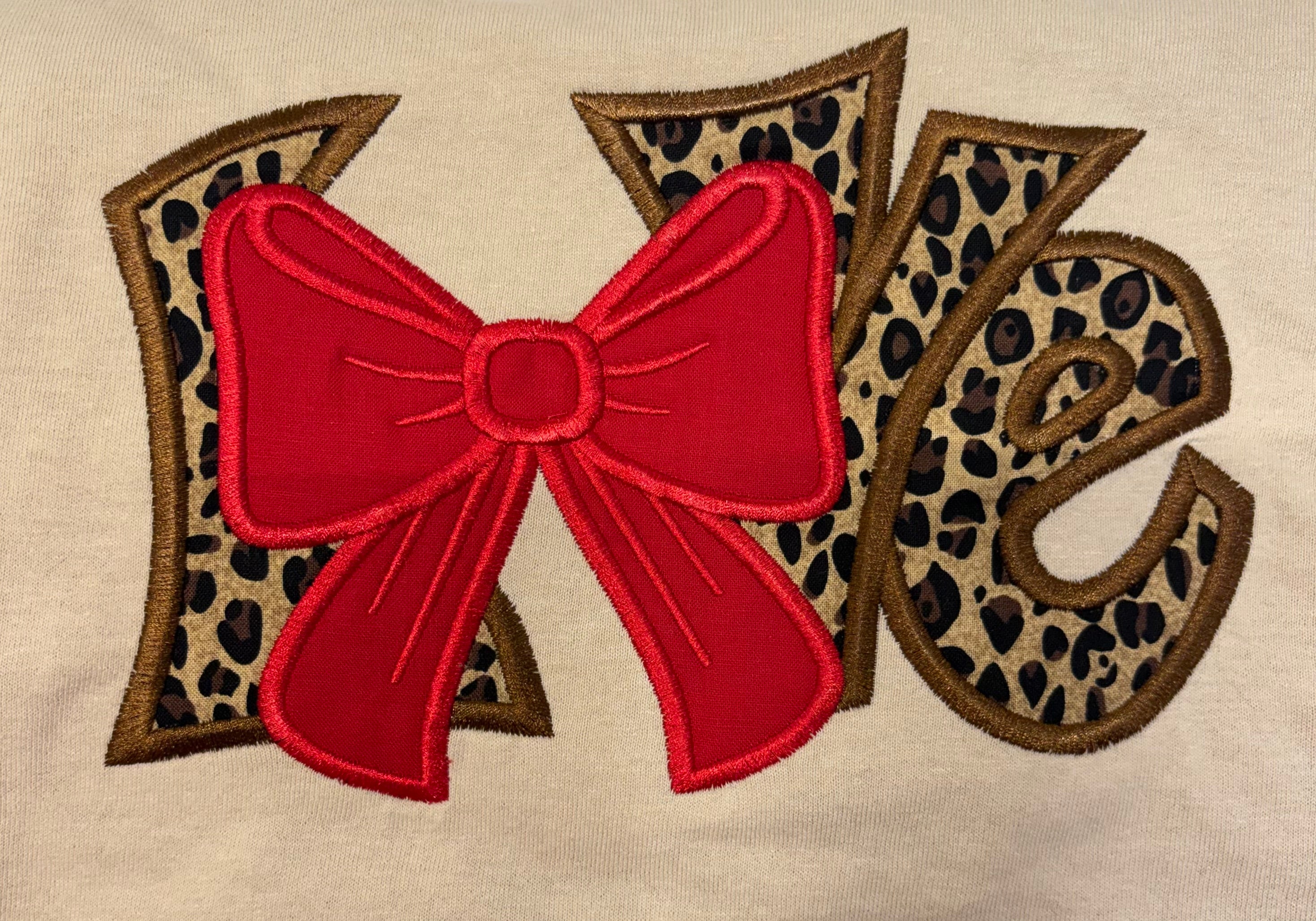 LOVE CHEETAH Print Applique Embroidered T-Shirt