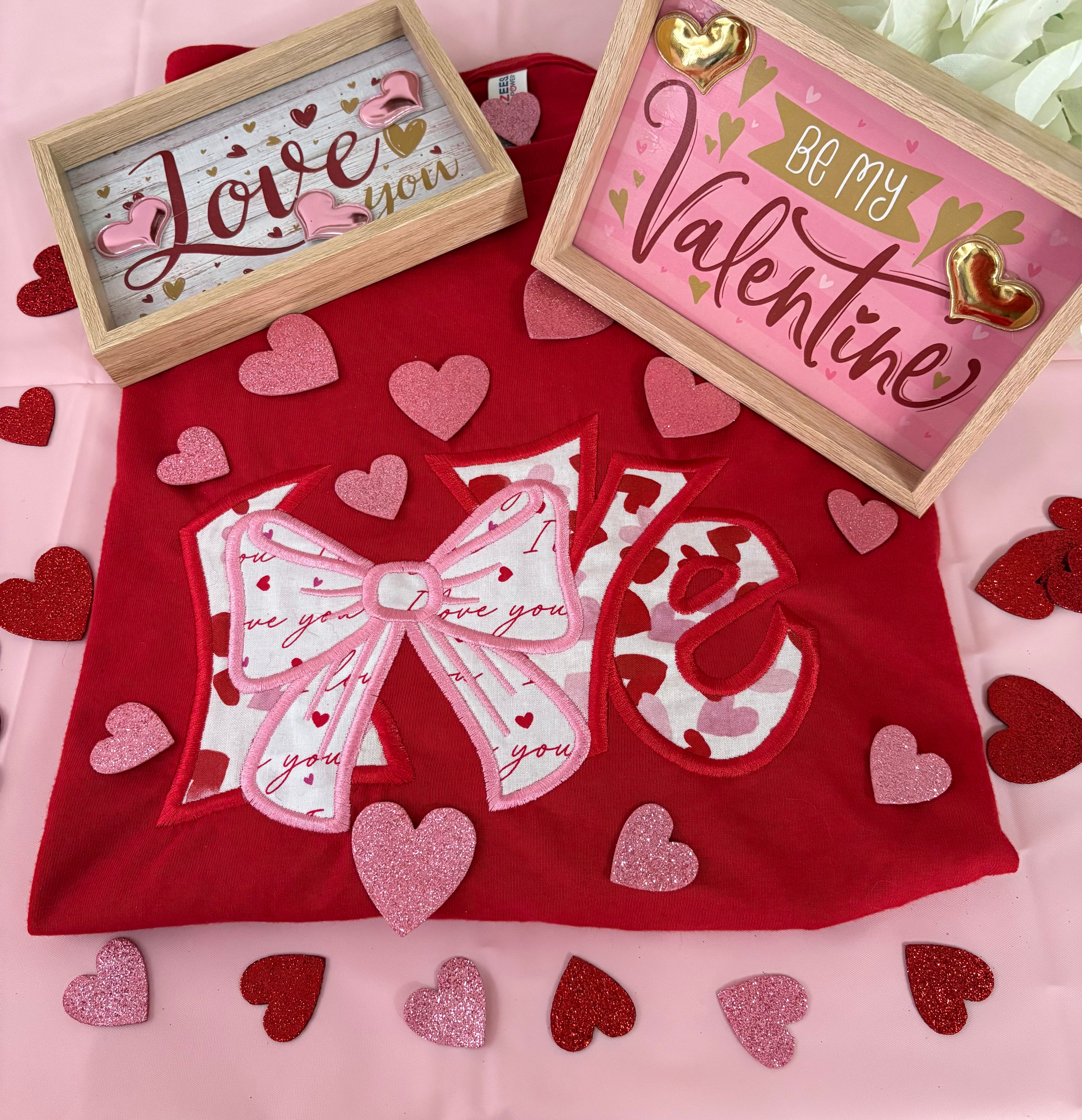 LOVE Applique Embroidered Long Sleeve T-Shirt