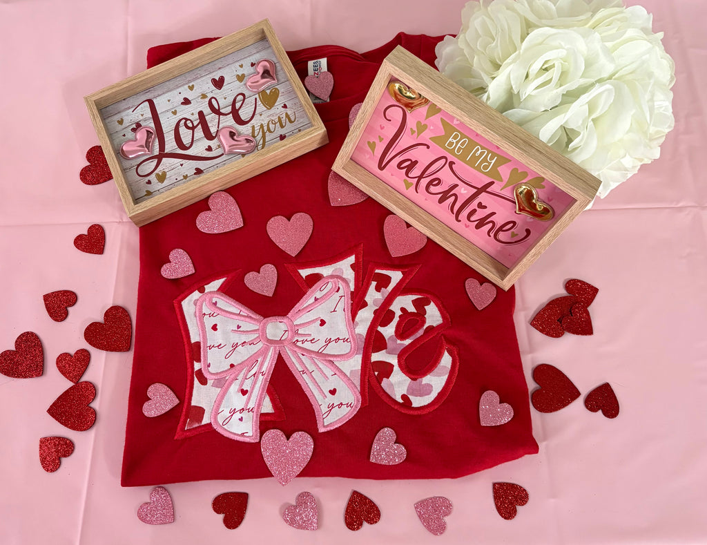 LOVE Applique Embroidered Long Sleeve T-Shirt