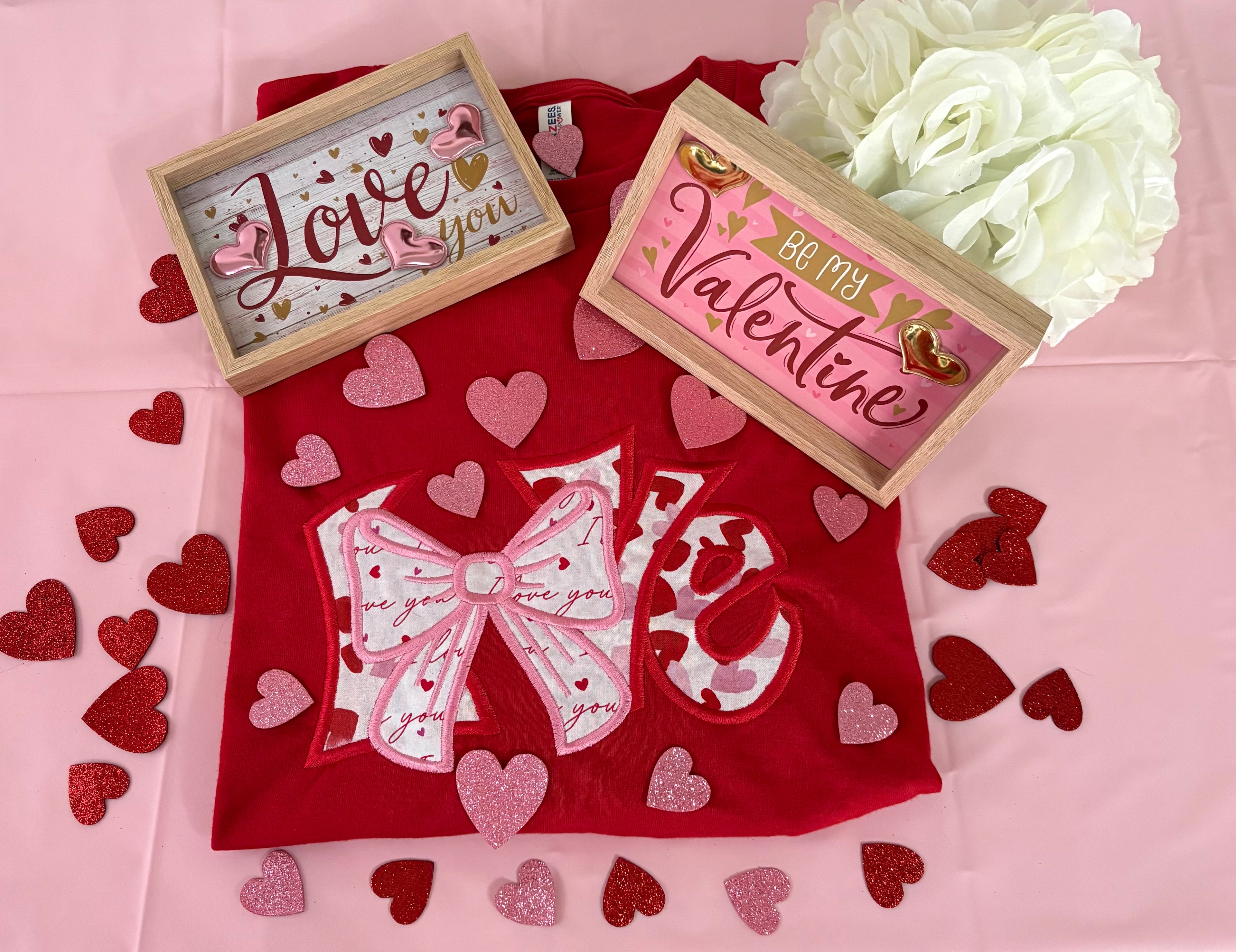 LOVE Applique Embroidered Long Sleeve T-Shirt