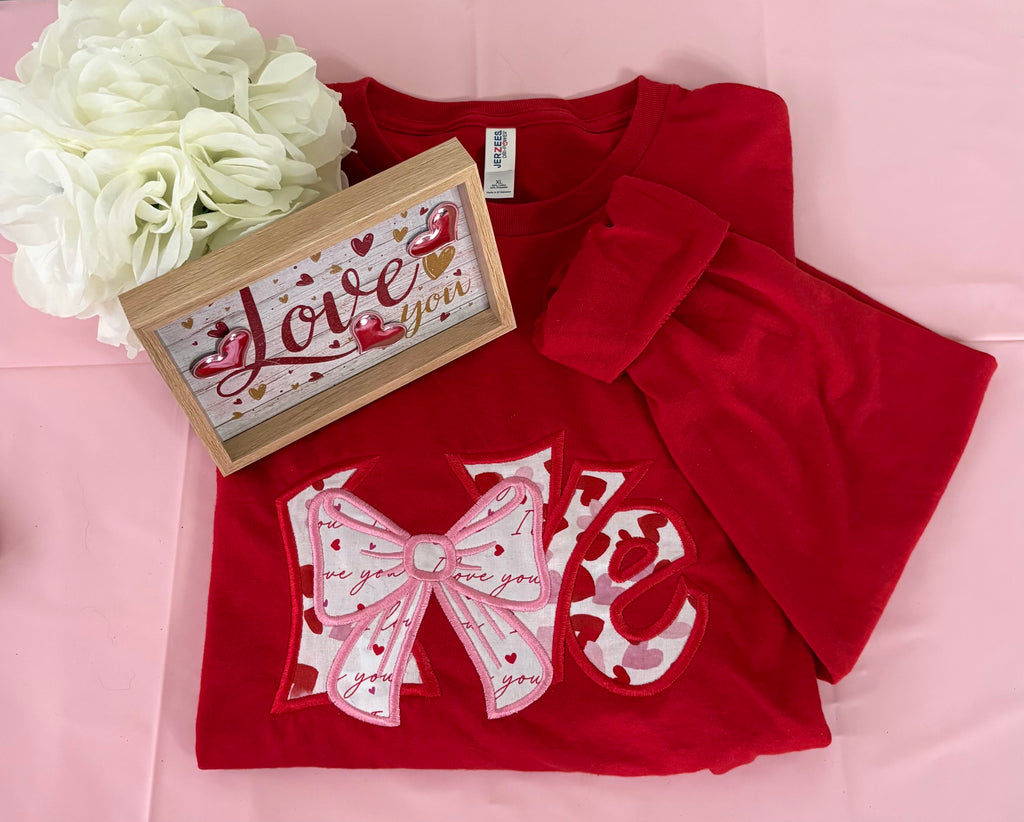LOVE Applique Embroidered Long Sleeve T-Shirt