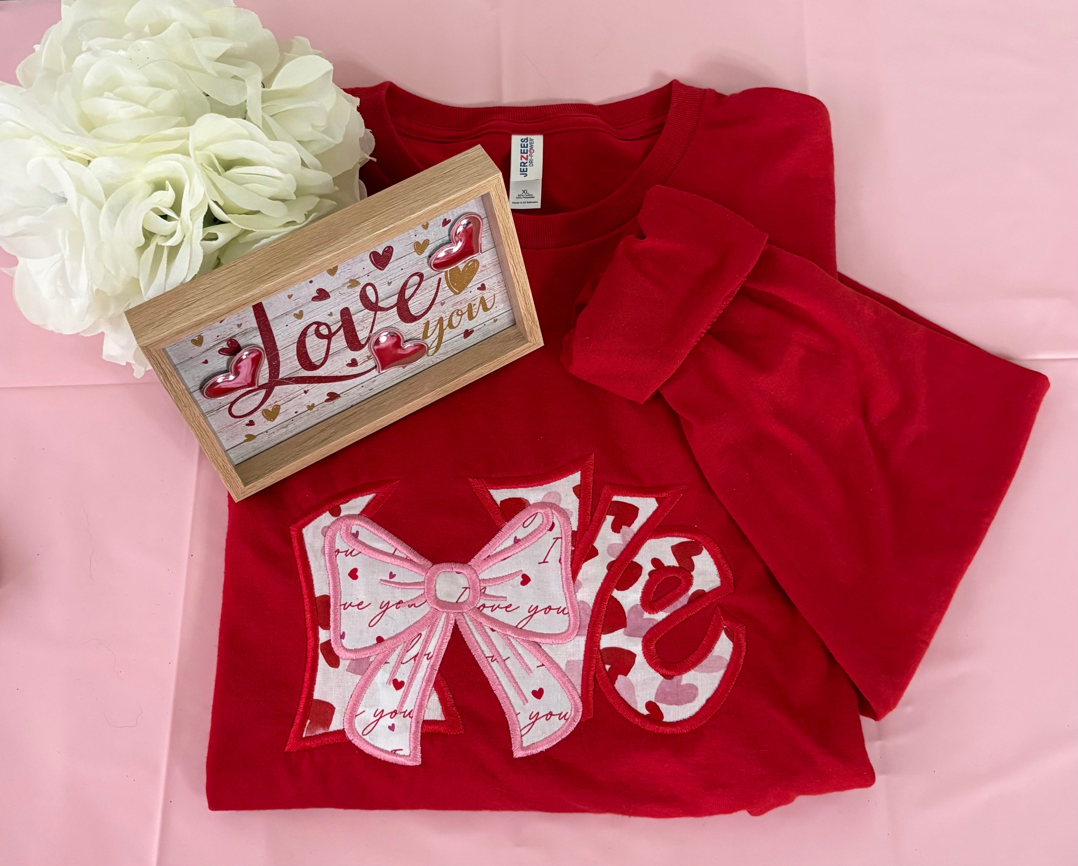 LOVE Applique Embroidered Long Sleeve T-Shirt