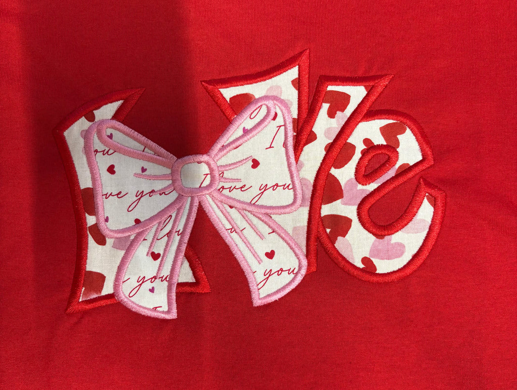 LOVE Applique Embroidered Long Sleeve T-Shirt