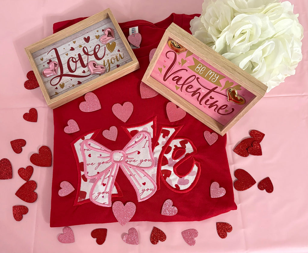 LOVE Applique Embroidered Long Sleeve T-Shirt