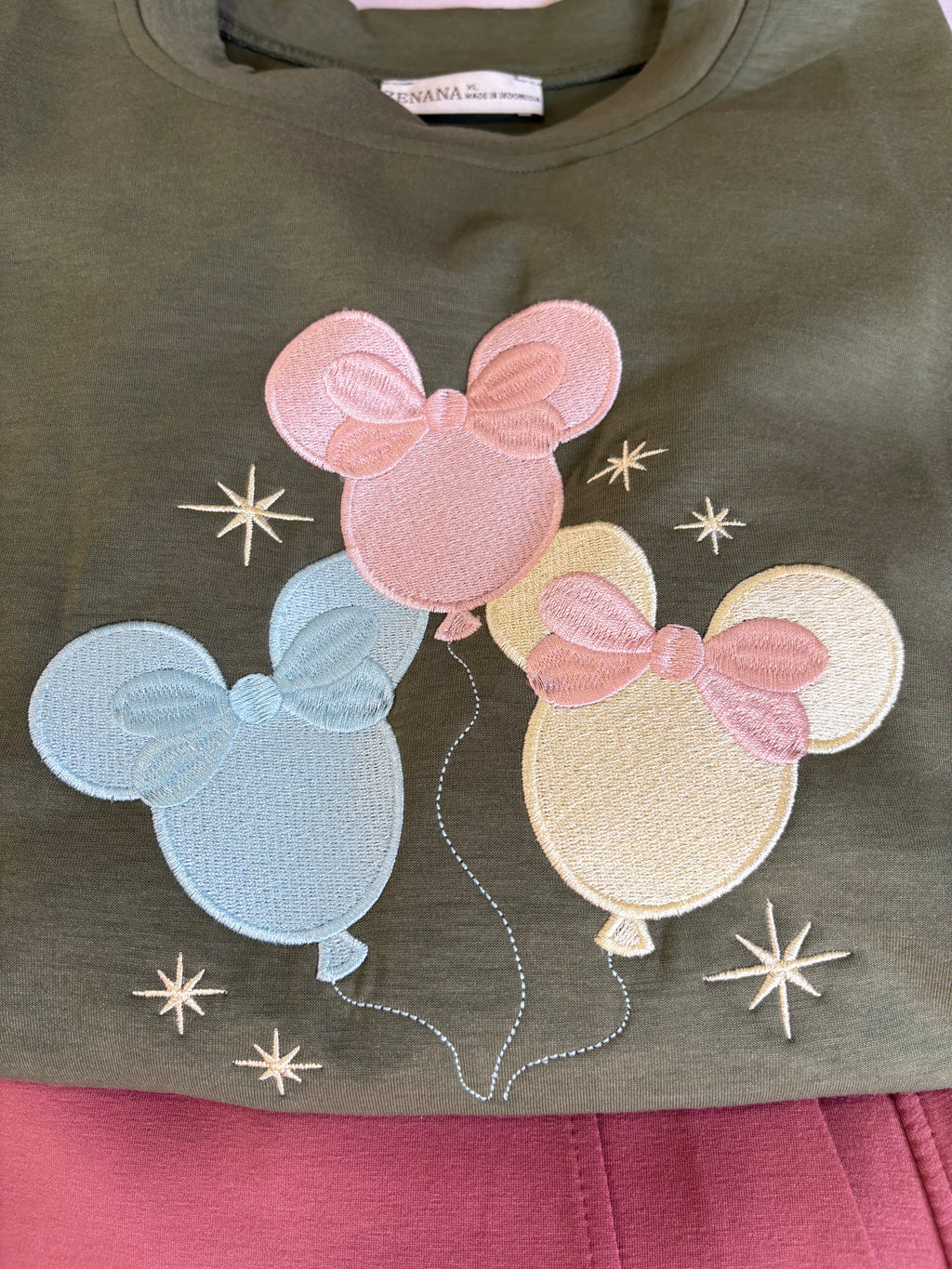 Minnie Mouse Balloon Embroidered Sweatshirt