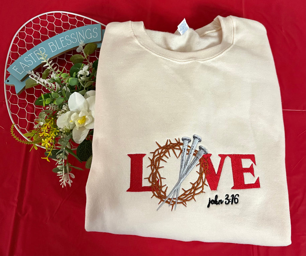 LOVE John 3:16 Embroidery Sweatshirt