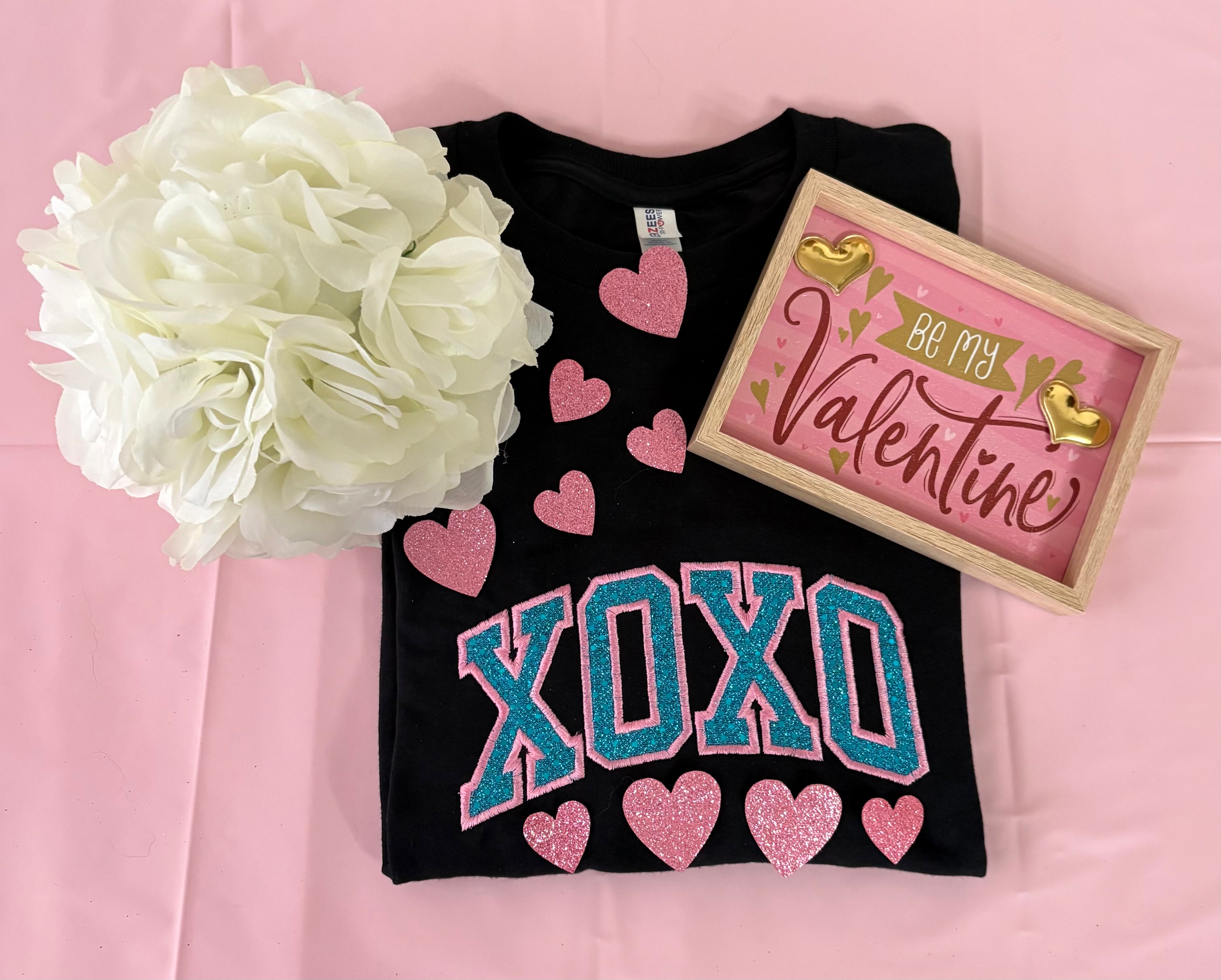 XOXO Valentine Applique Embroidered T-Shirt